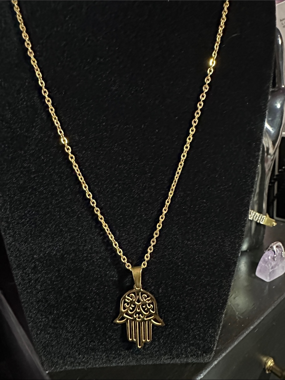 Gold Hamsa Hand Pendant Necklace - Delicate Women's Jewelry